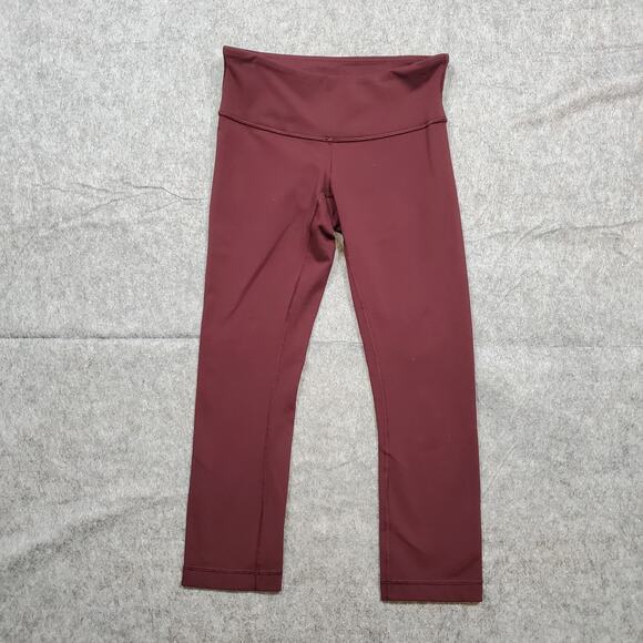 Lululemon Leggings Womens 4 Cropped Capri Yoga Run Workout Gym Maroon Athletic - Picture 1 of 8